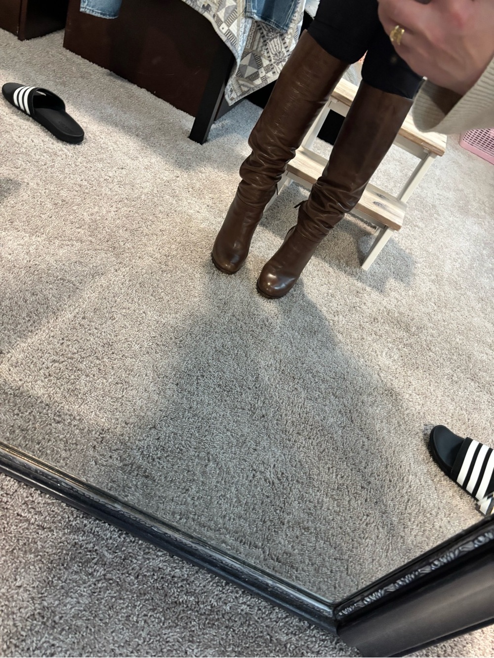 Prada Brown Leather Stiletto Boots - Picture 5 of 10